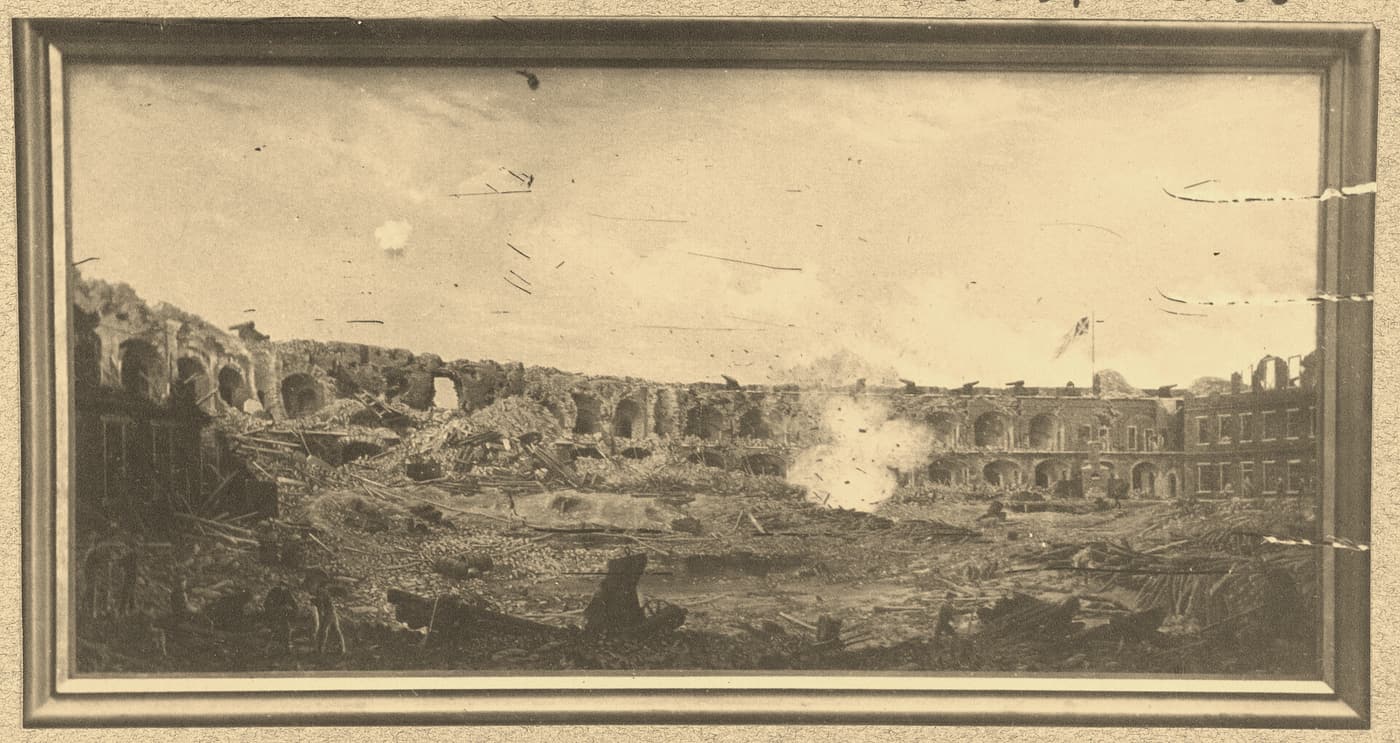 Interior view of Fort Sumter in 1864