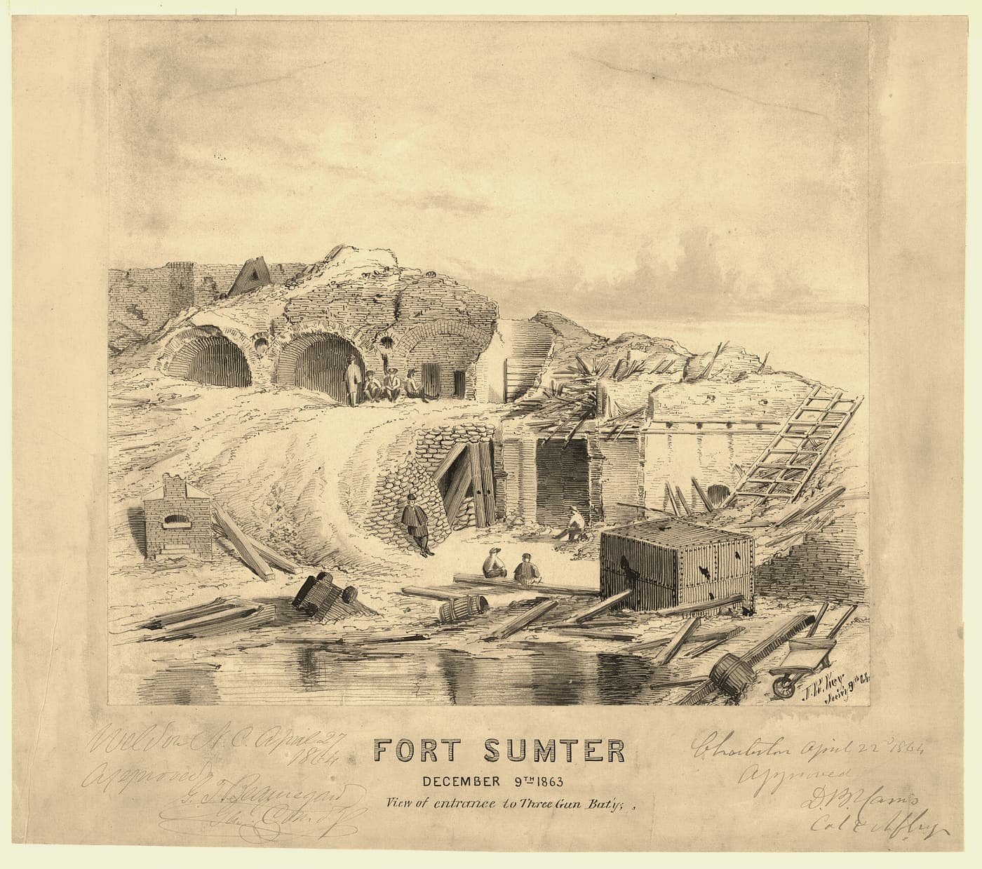 Fort Sumter, December 9th 1863, View of entrance to Three Gun Bat'y