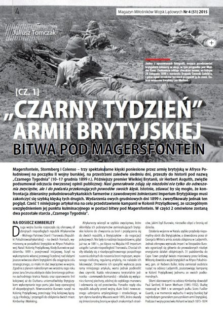 Pierwsza strona artykułu „„Czarny Tydzień” armii brytyjskiej, cz. I: Magersfontein”