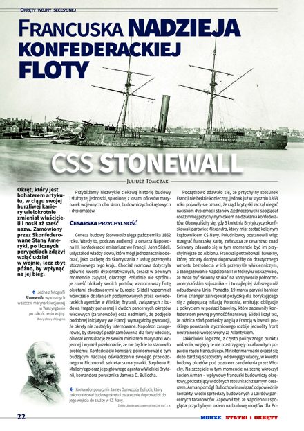 Pierwsza strona artykułu „Francuska nadzieja konfederackiej floty – CSS Stonewall”