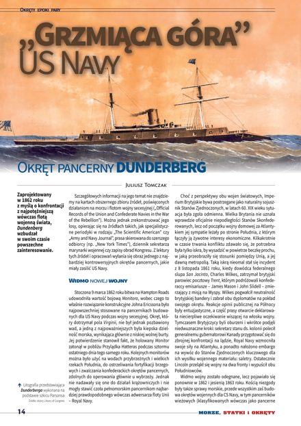 Pierwsza strona artykułu „„Grzmiąca góra”: US Navy – okręt pancerny Dunderberg”
