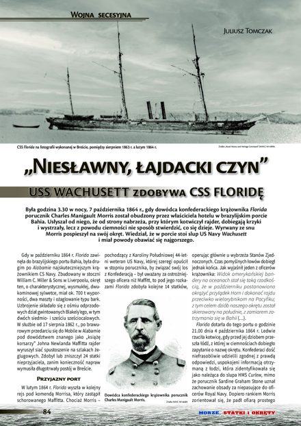Pierwsza strona artykułu „„Niesławny, łajdacki czyn”: USS Wachusett zdobywa CSS Floridę”