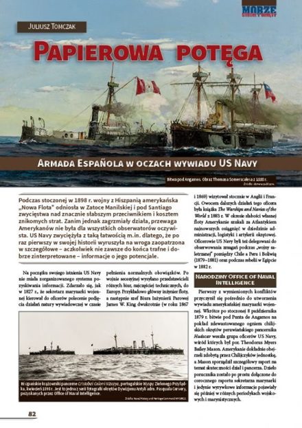 Pierwsza strona artykułu „Papierowa potęga. Armada Española w oczach wywiadu US Navy”