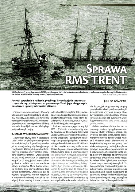 Pierwsza strona artykułu „Sprawa RMS Trent”