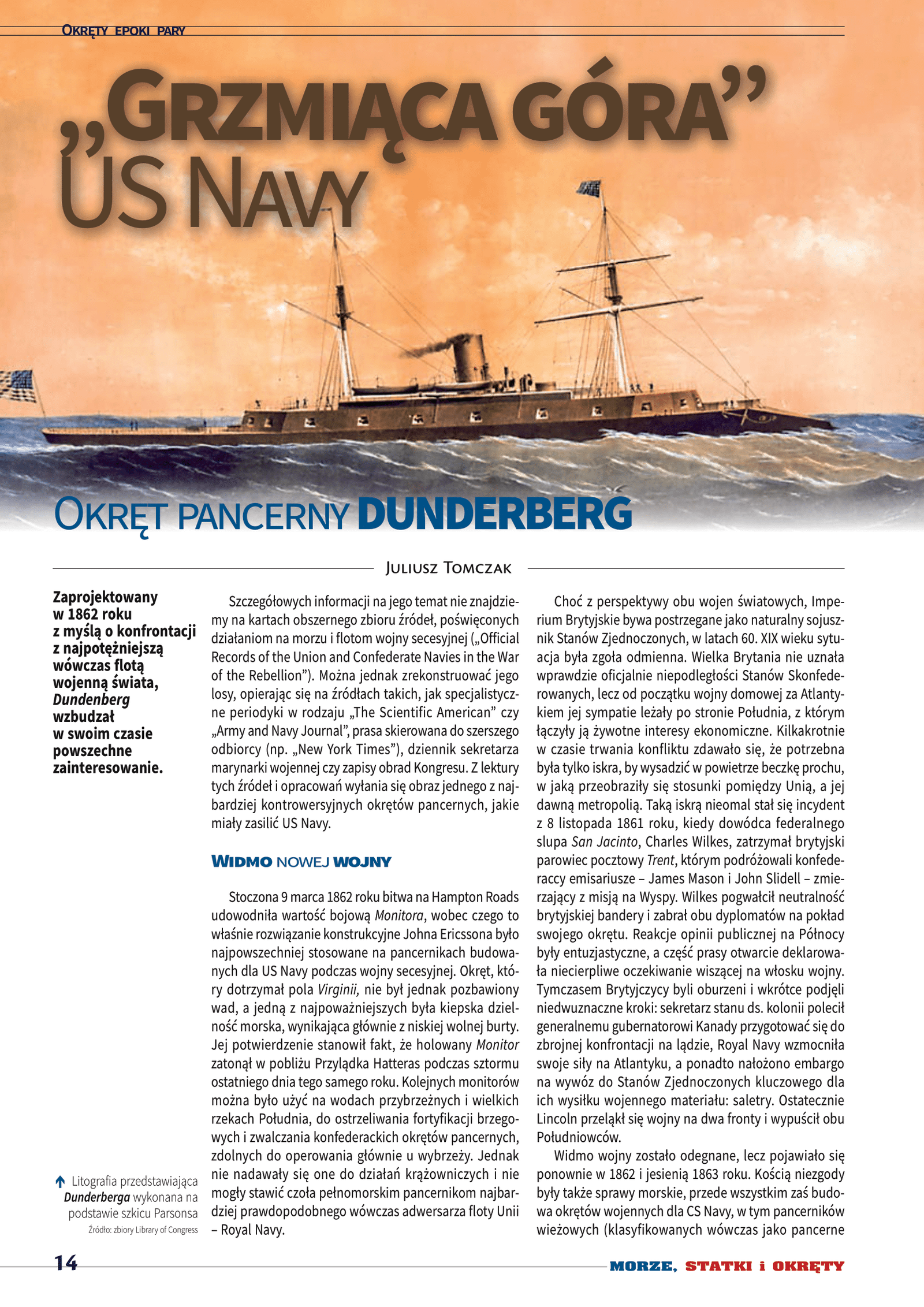 First page of the article „“Thundering Mountain”: The US Navy Ironclad Dunderberg”