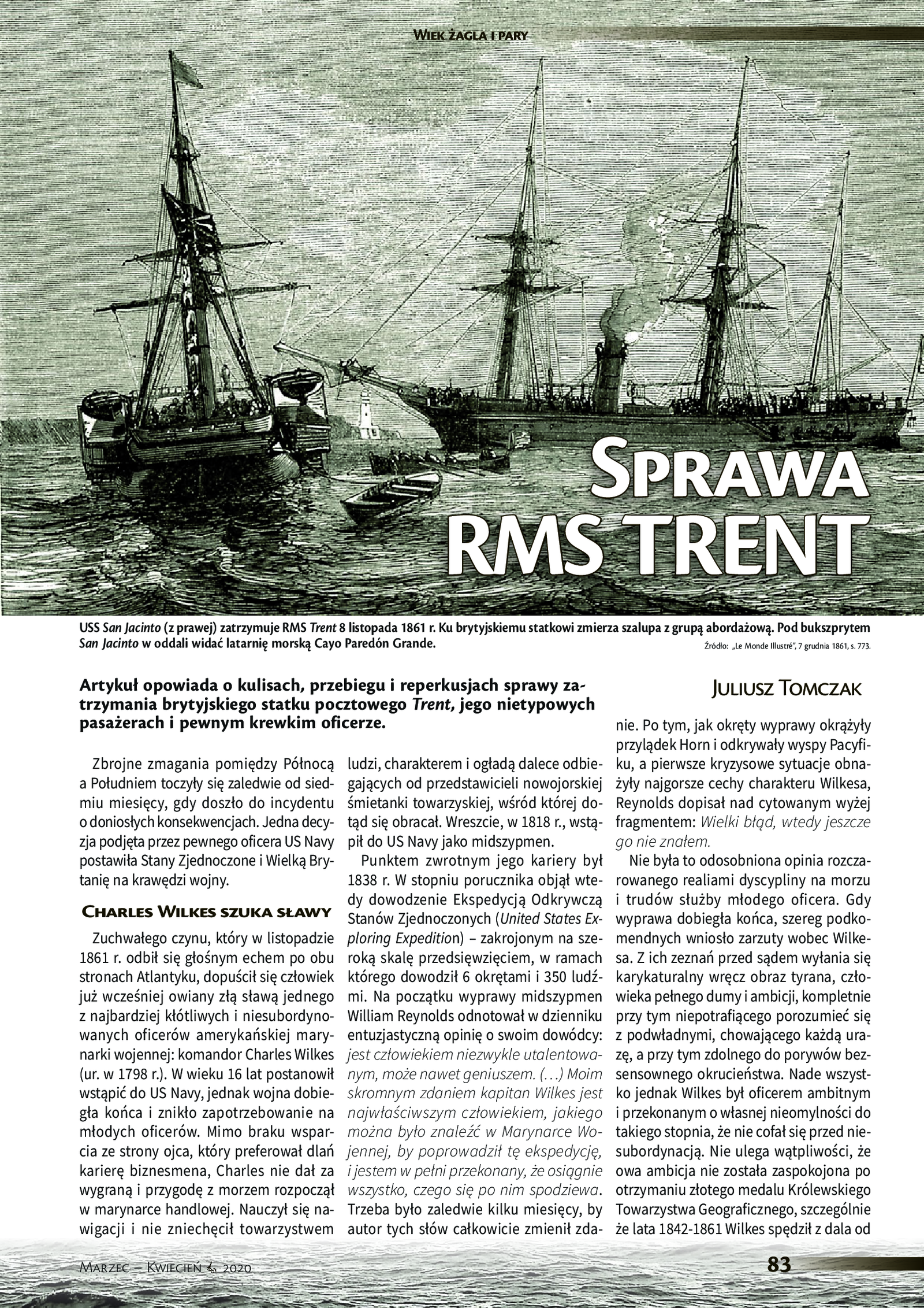 First page of the article „The RMS Trent Affair”