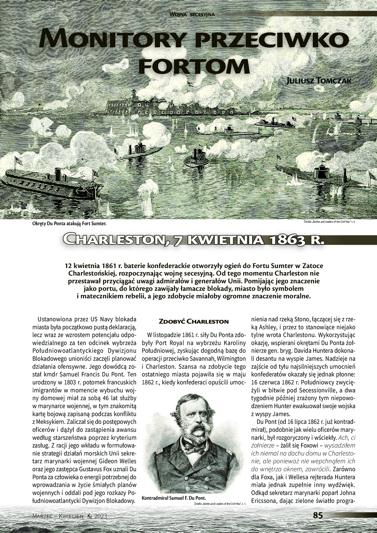 First page of the article „Monitors against Forts: Charleston, 7 April 1863”